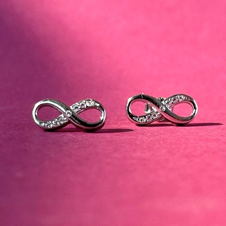 925 Sterling Silver Infinity CZ Stud Earrings